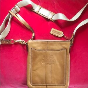 Tan leather small coach crossbody